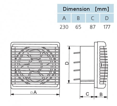 bx-FVR 180 - Fensterventilator reversierbar (DN 180 mm)